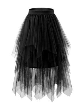 Women's Tulle Asymmetrical A-Line High-Low Skirt Tutu Elastic Waist Halloween
